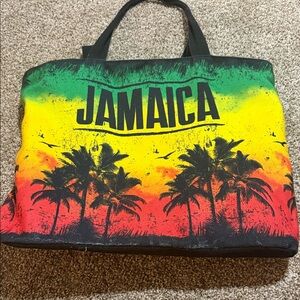 Jamaica Palm-Print Canvas Tote Bag in Green/Yellow/Red